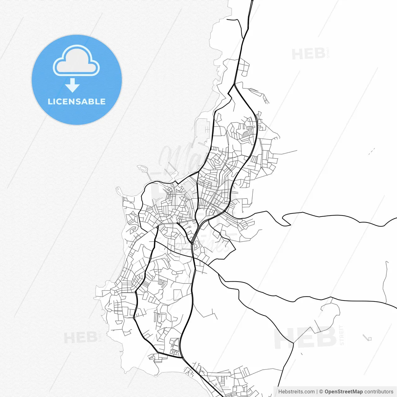 Vector PDF map of Kuşadası, Turkey