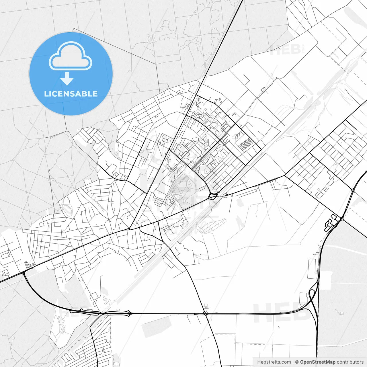 Vector PDF map of Brovary, Ukraine