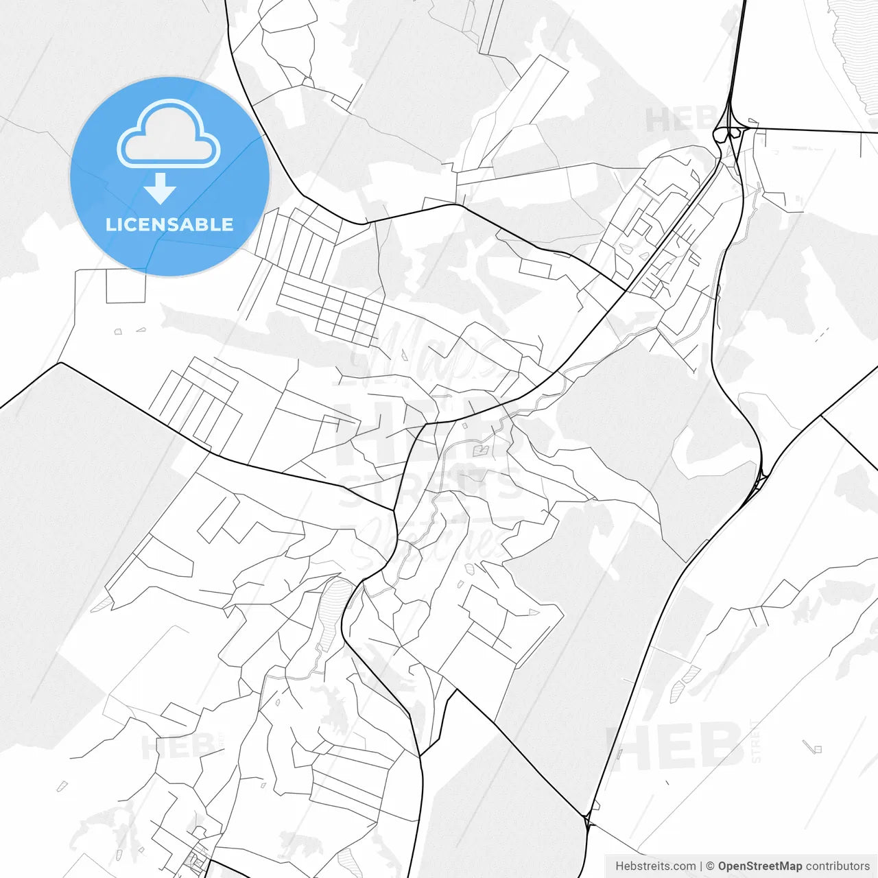 Vector PDF map of Obukhiv, Ukraine