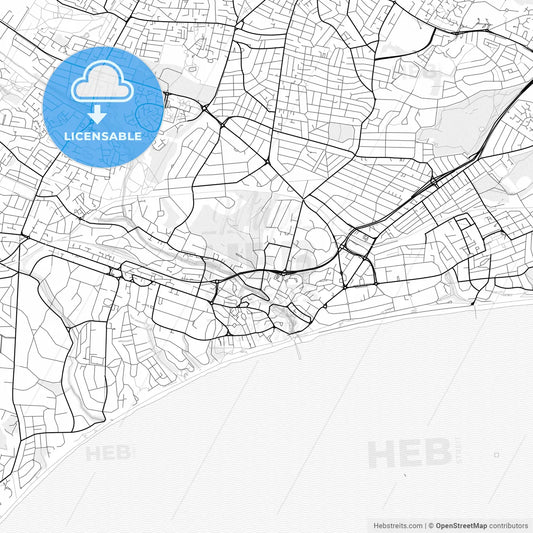 Vector PDF map of Bournemouth, England