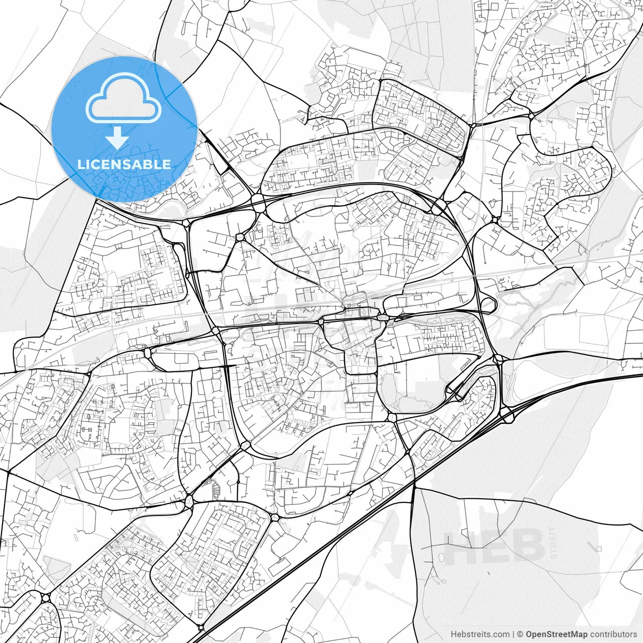 Vector PDF map of Basingstoke, England
