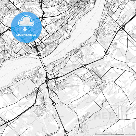 Vector PDF map of Lévis, Canada