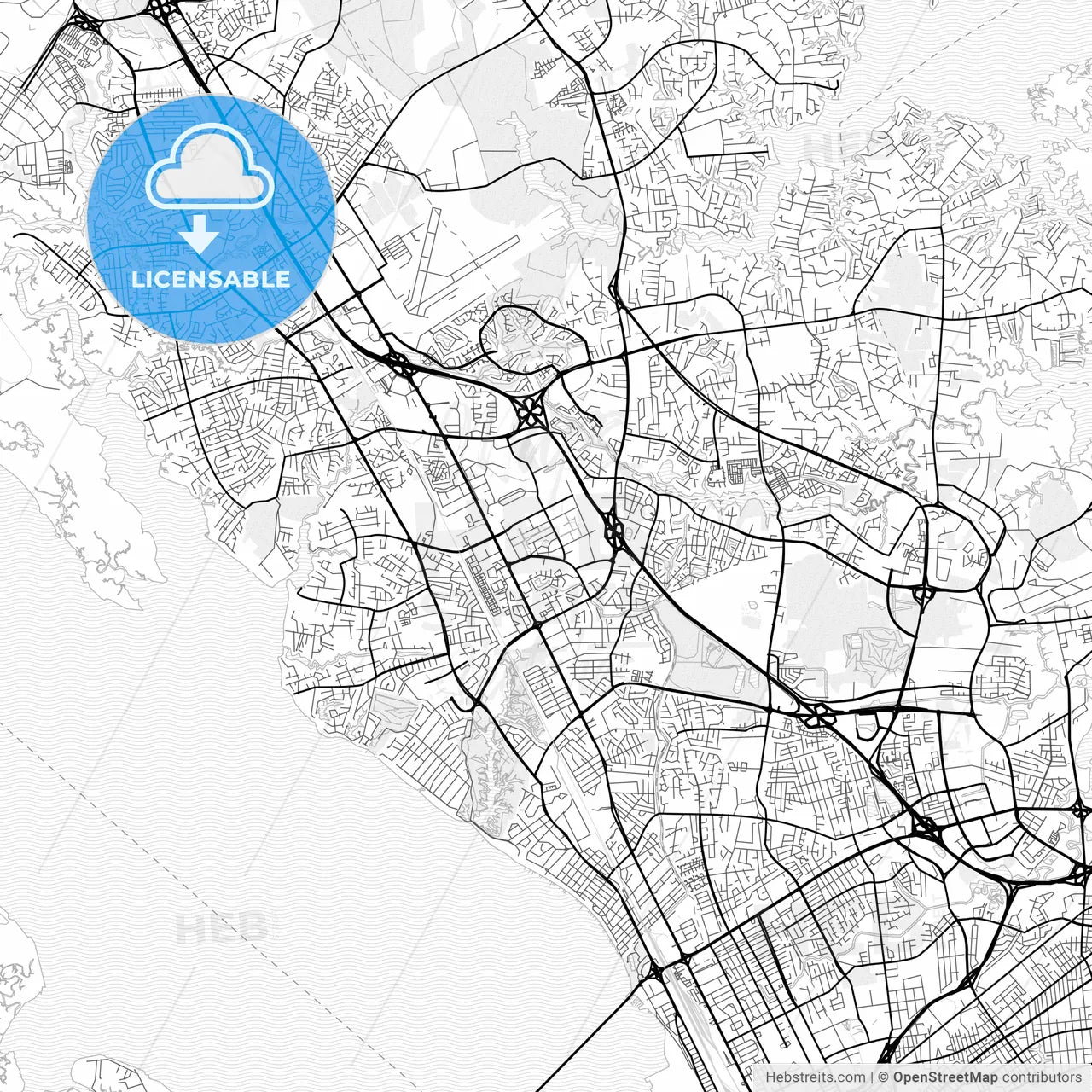Vector PDF map of Newport News, Virginia, United States