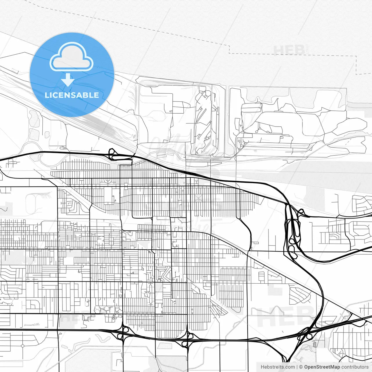 Vector PDF map of Gary, Indiana, United States