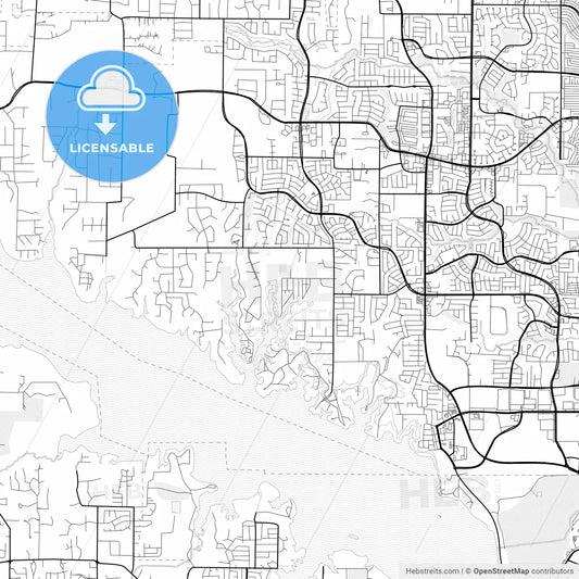 Vector PDF map of Flower Mound, Texas, United States