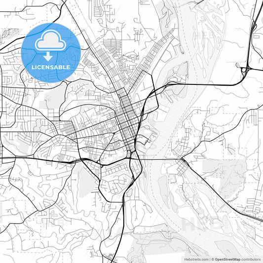 Vector PDF map of Dubuque, Iowa, United States