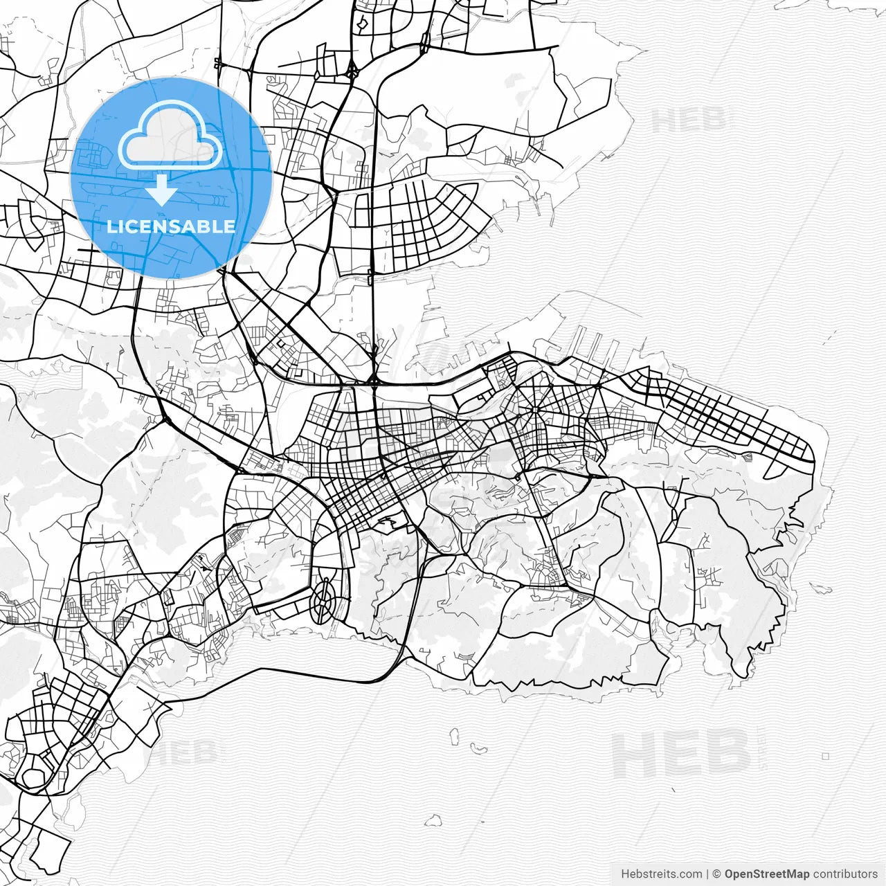 Vector PDF map of Dalian, China