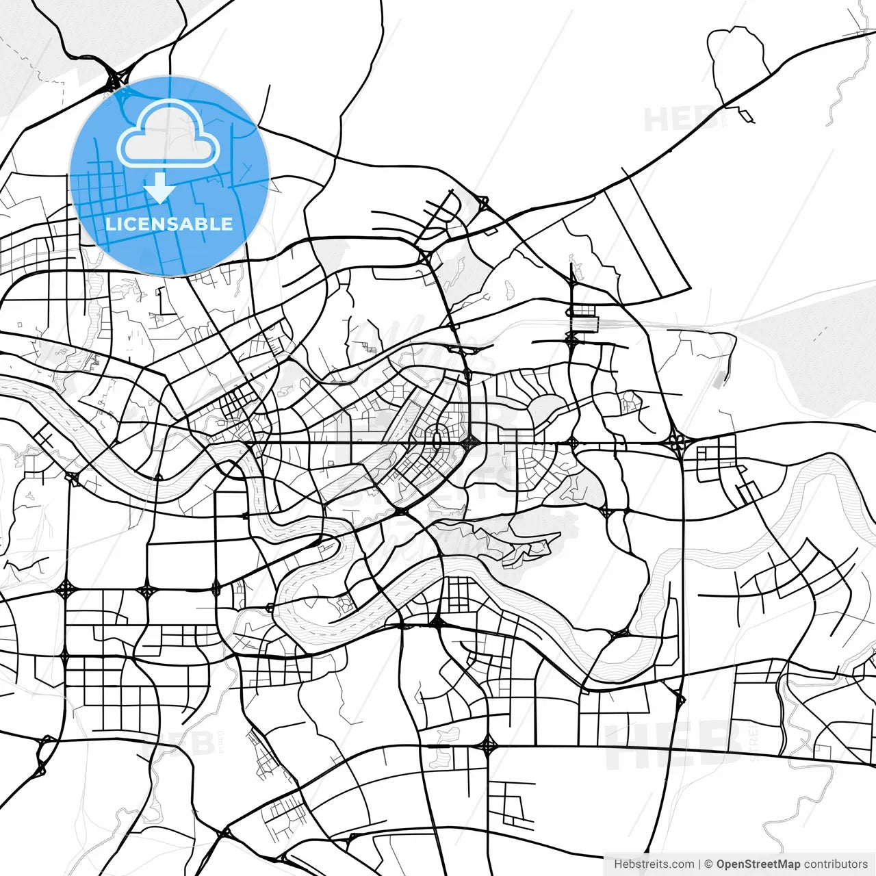 Vector PDF map of Nanning, China