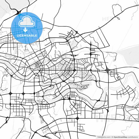 Vector PDF map of Nanning, China