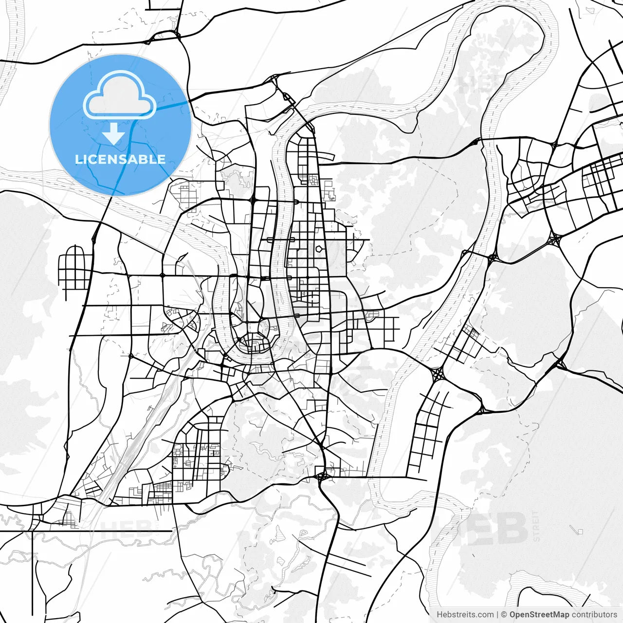 Vector PDF map of Liuzhou, China