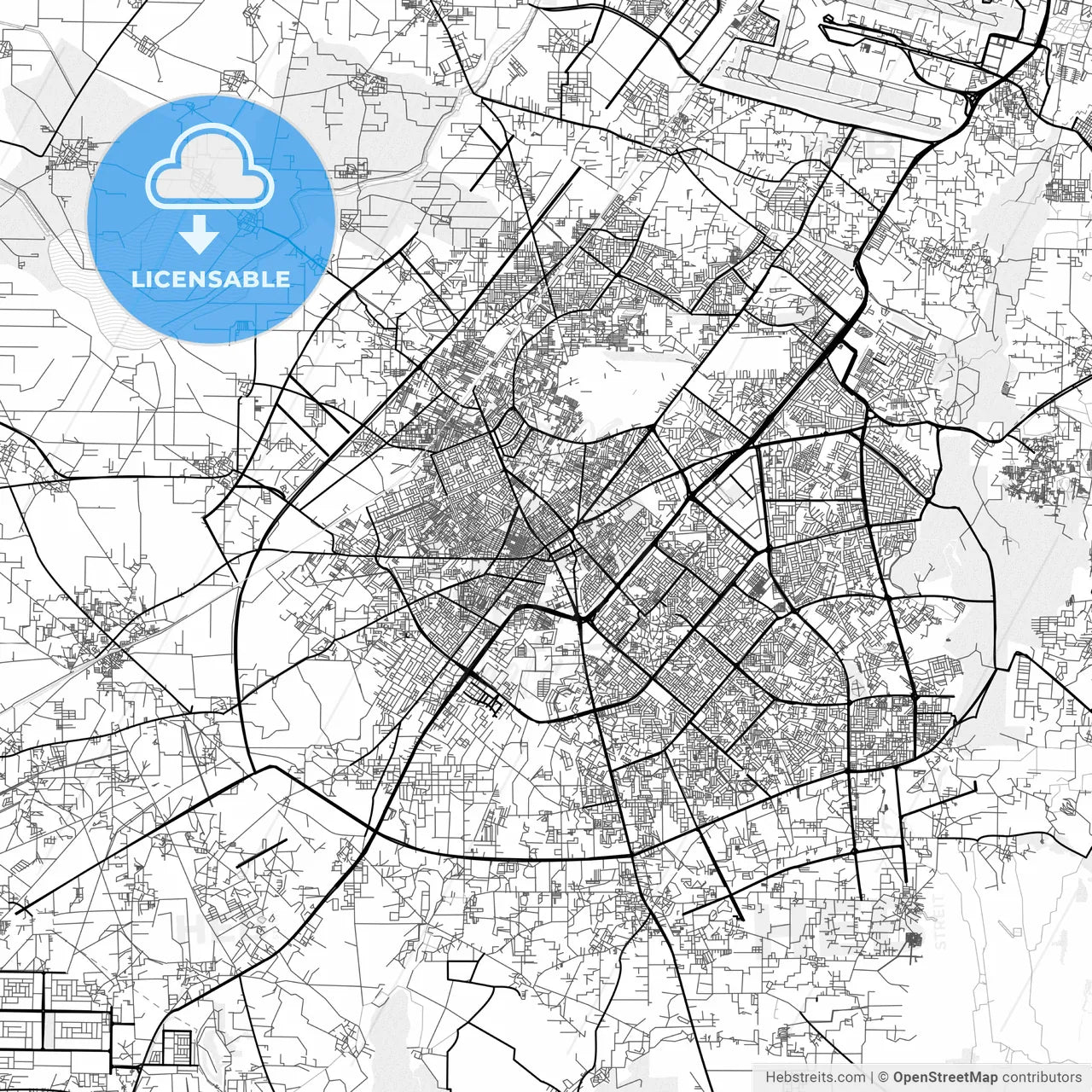 Vector PDF map of Gurgaon, India