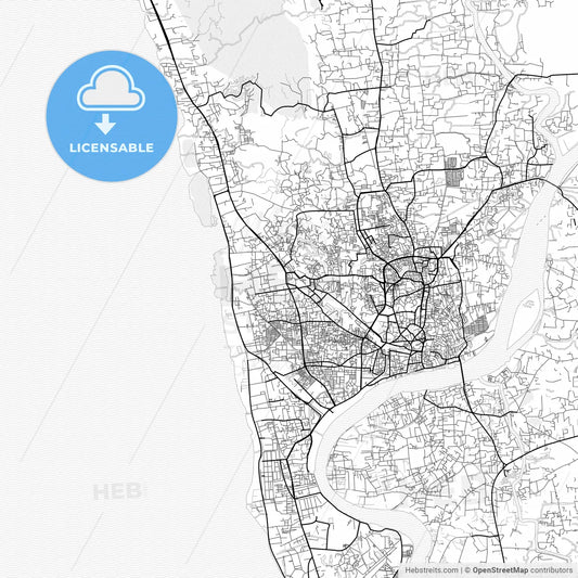 Vector PDF map of Chittagong, Bangladesh