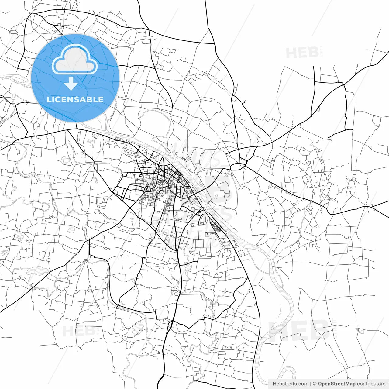 Vector PDF map of Mymensingh, Bangladesh