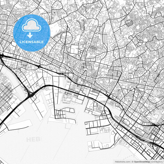 Vector PDF map of Funabashi, Japan