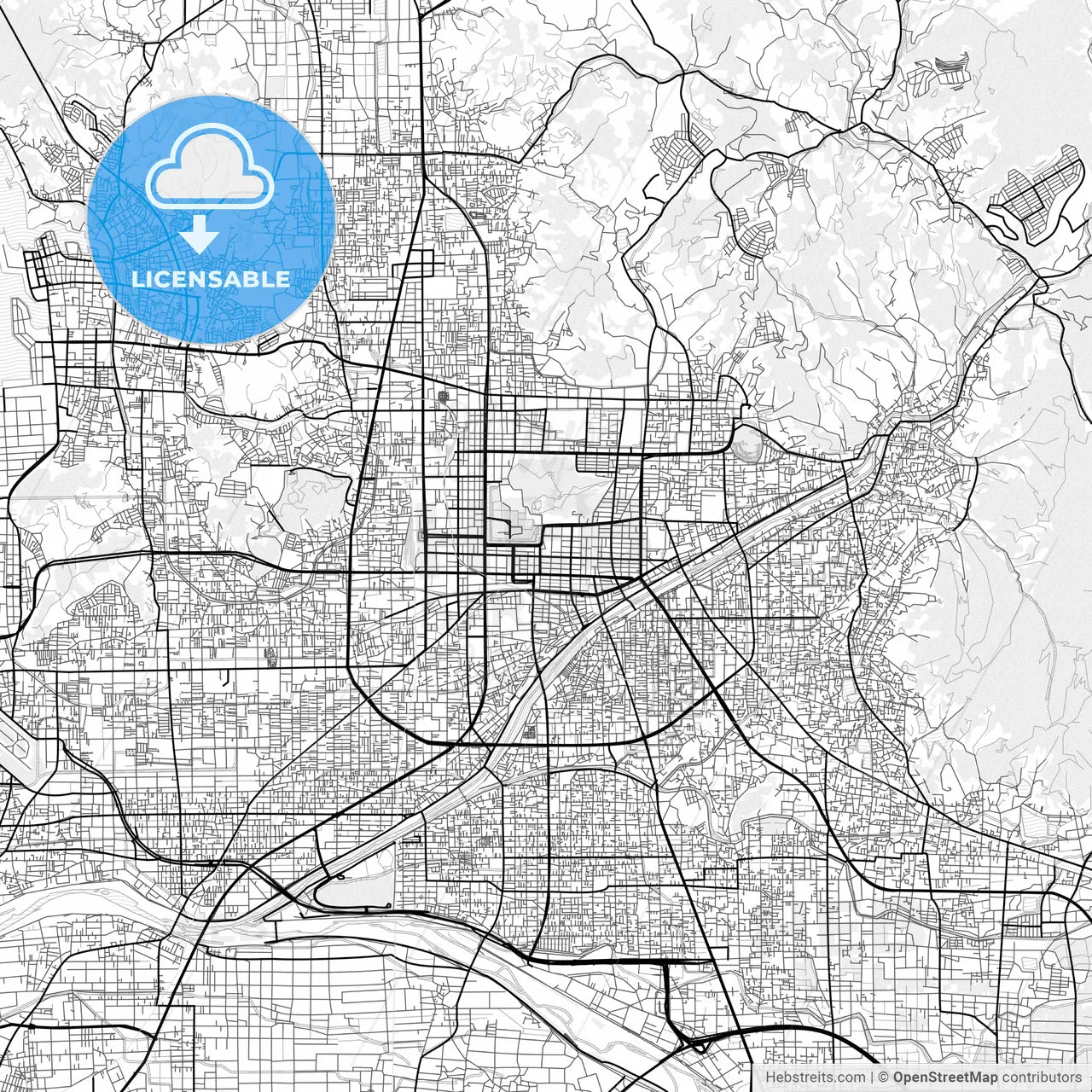 Vector PDF map of Matsuyama, Japan