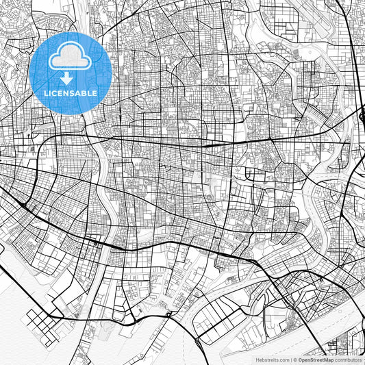 Vector PDF map of Amagasaki, Japan