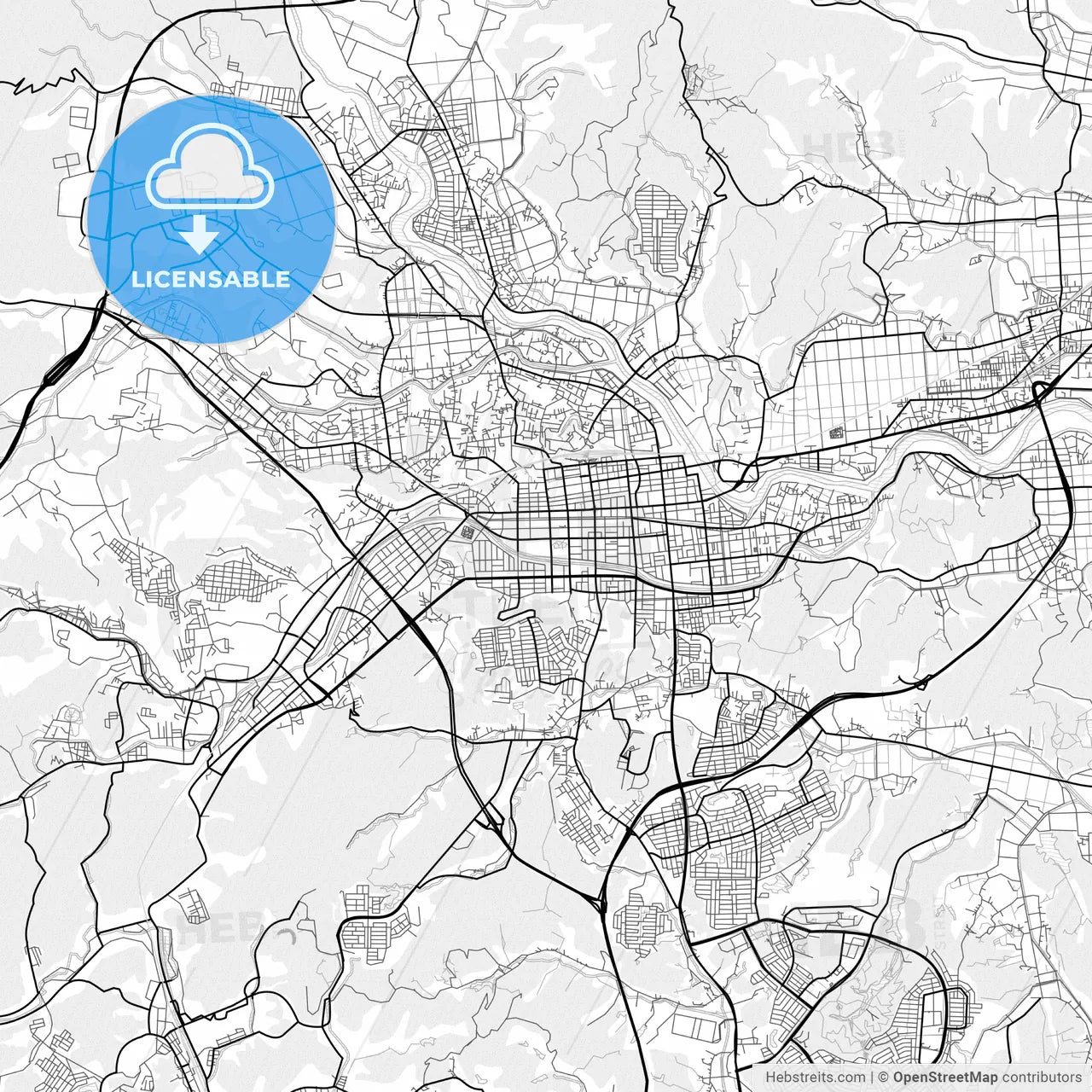 Vector PDF map of Iwaki, Japan