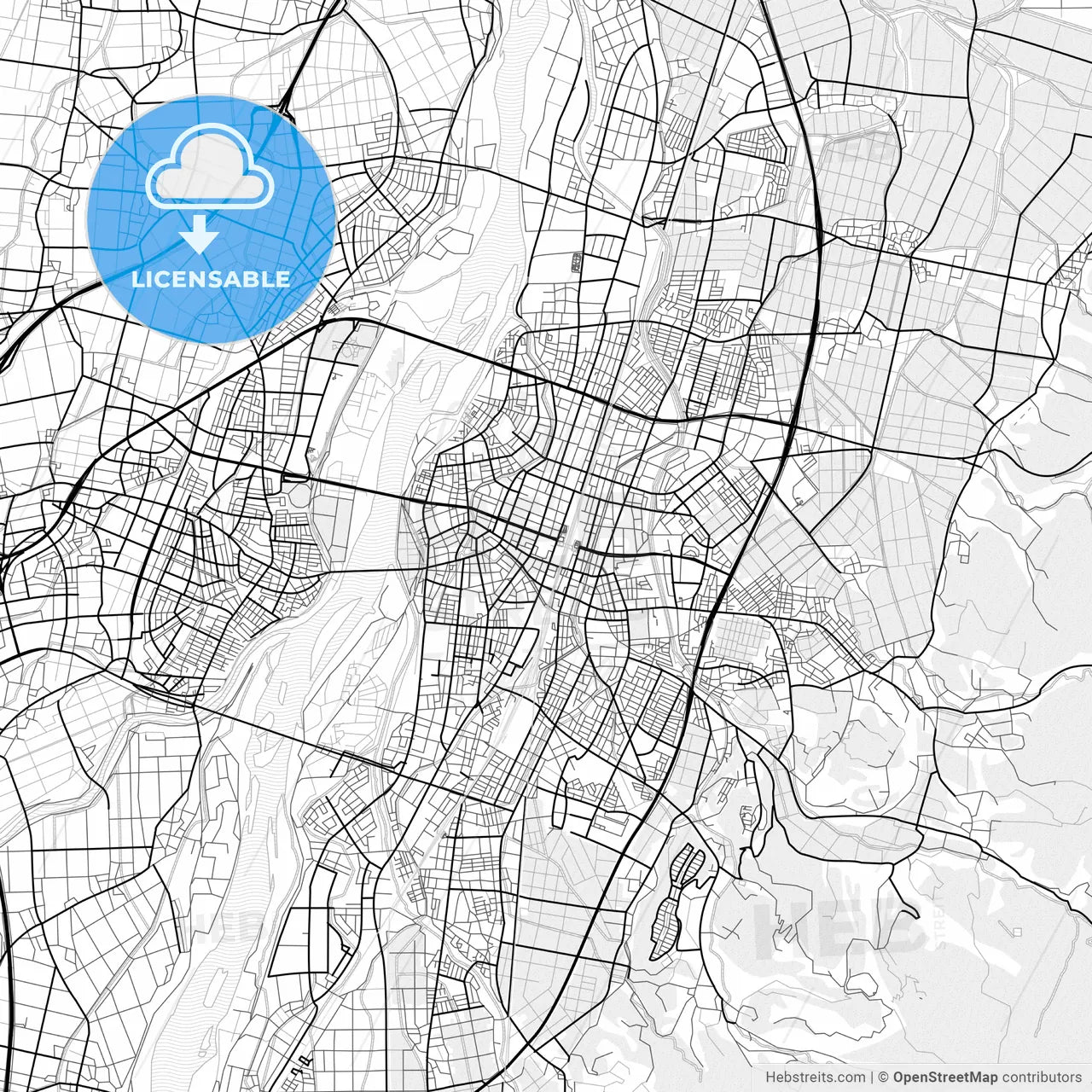 Vector PDF map of Nagaoka, Japan