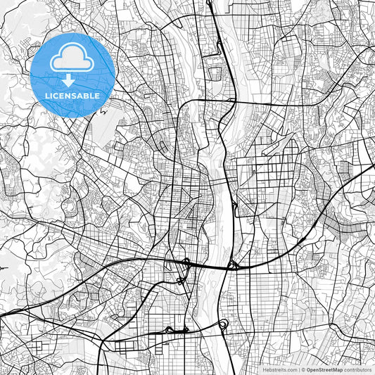 Vector PDF map of Atsugi, Japan