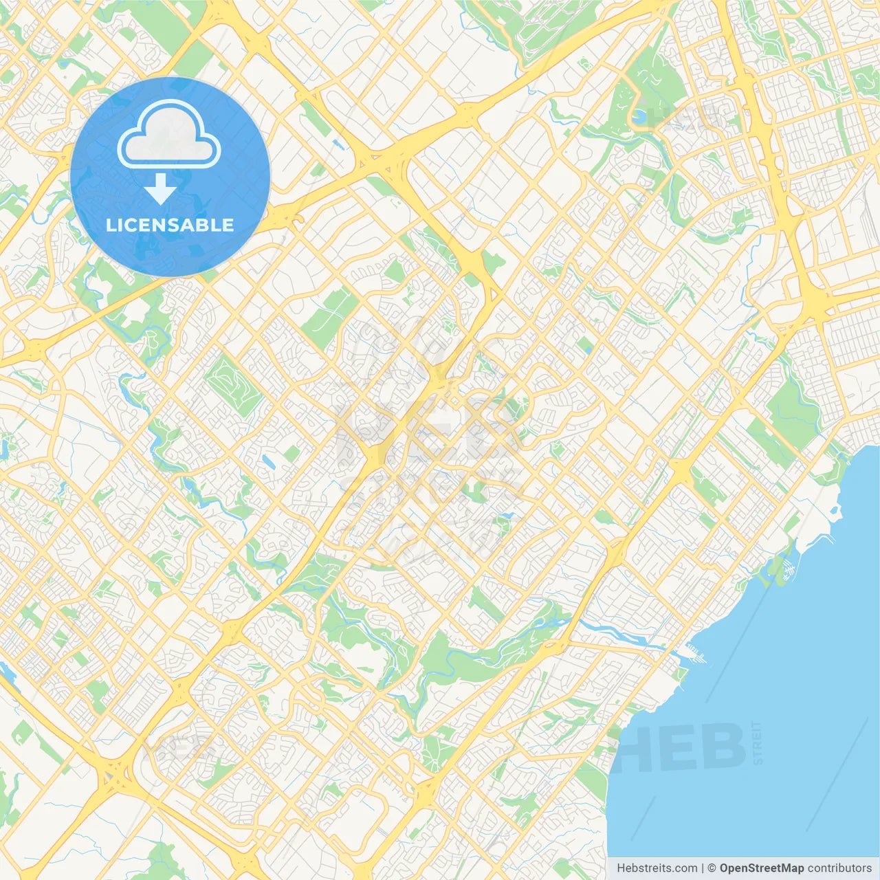 Empty vector map of Mississauga, Ontario, Canada