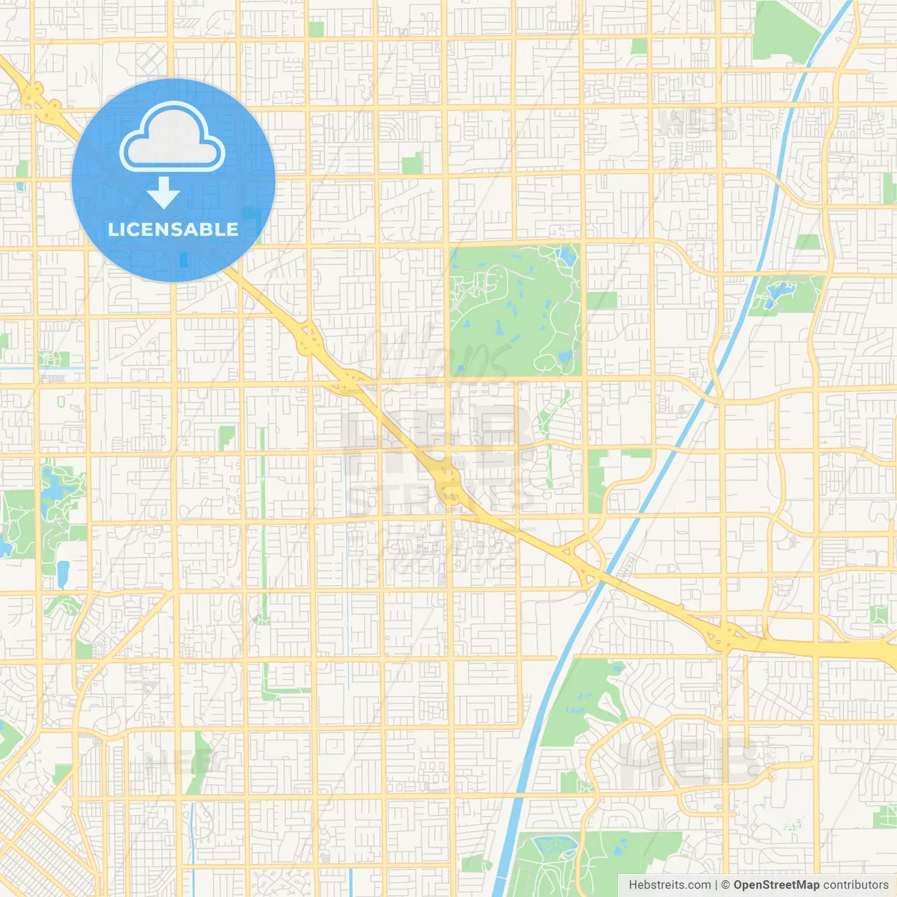 Empty vector map of Fountain Valley, California, USA