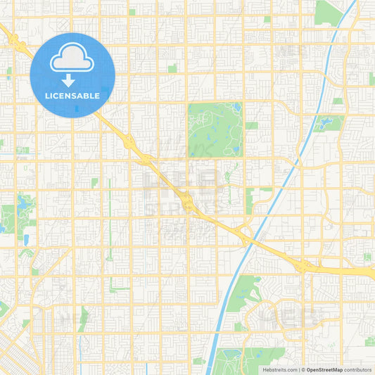 Empty vector map of Fountain Valley, California, USA