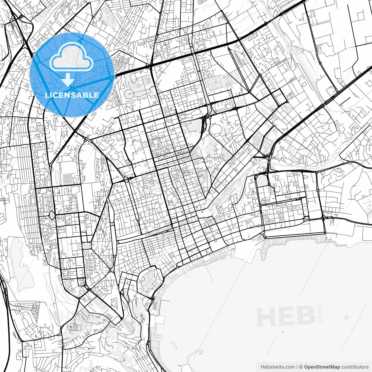 Vector PDF map of Baku, Azerbaijan
