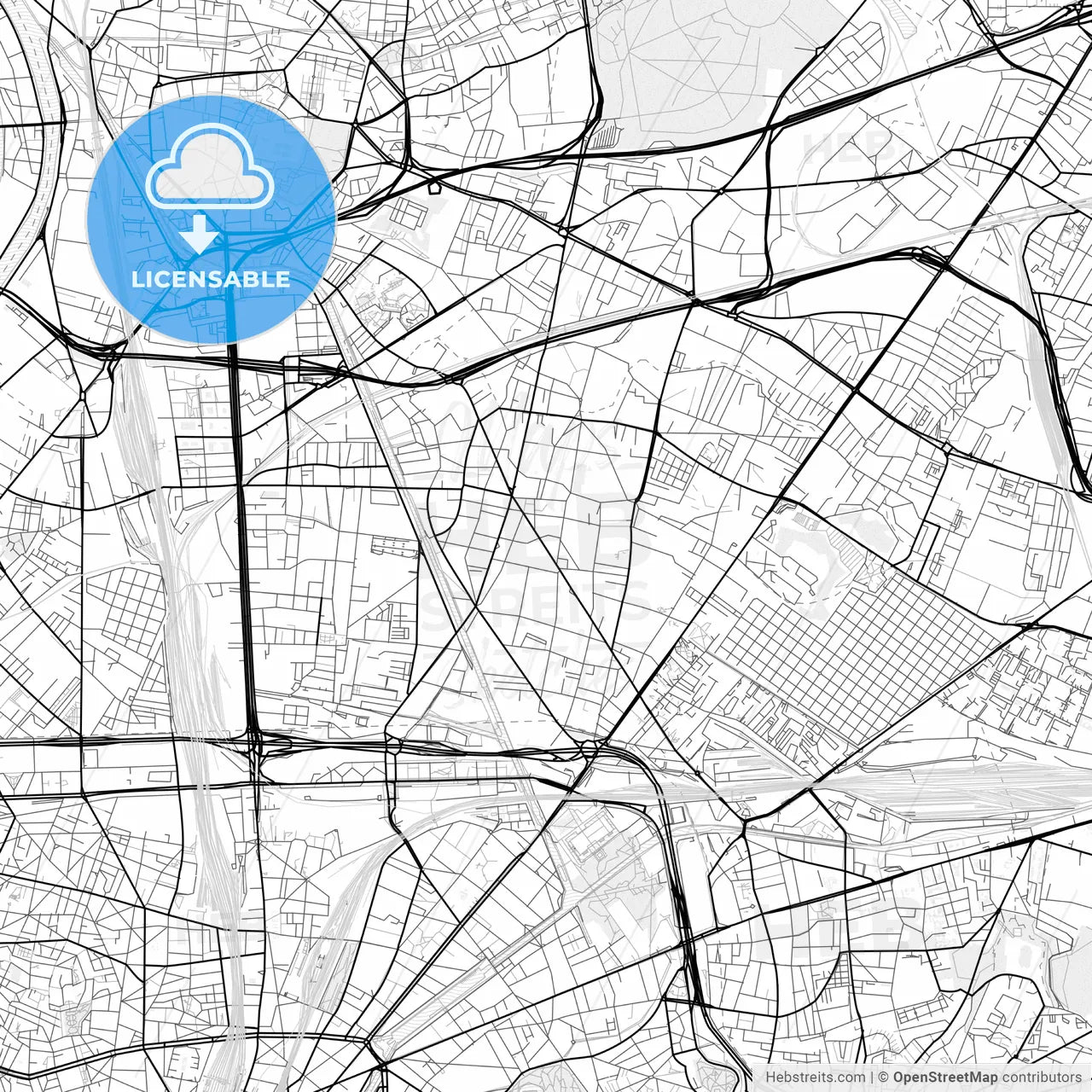 Vector PDF map of Aubervilliers, France