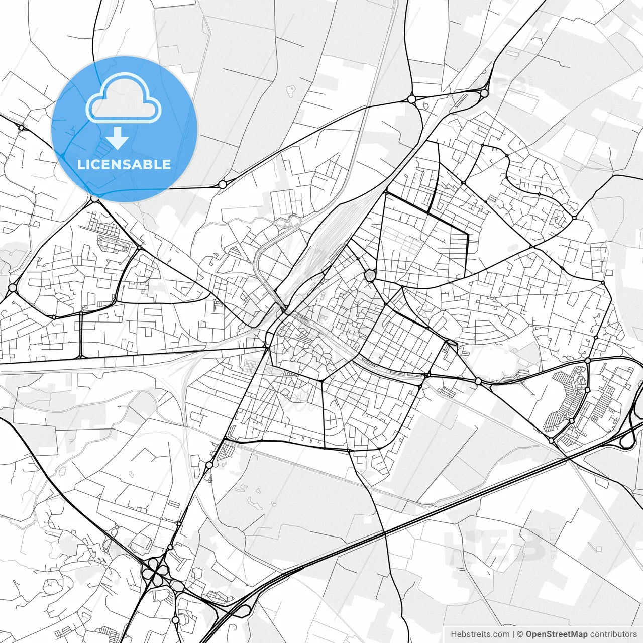 Vector PDF map of Narbonne, France