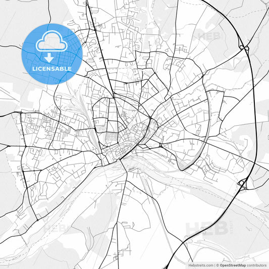 Vector PDF map of Nevers, France