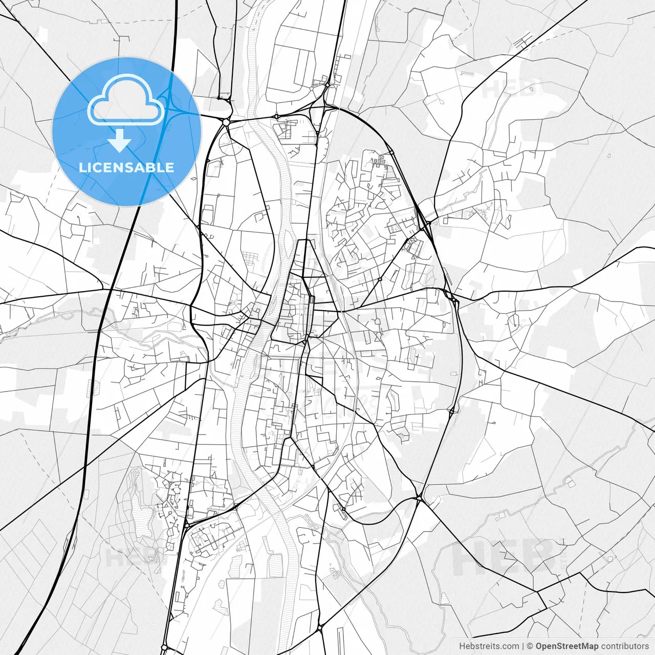 Vector PDF map of Châtellerault, France