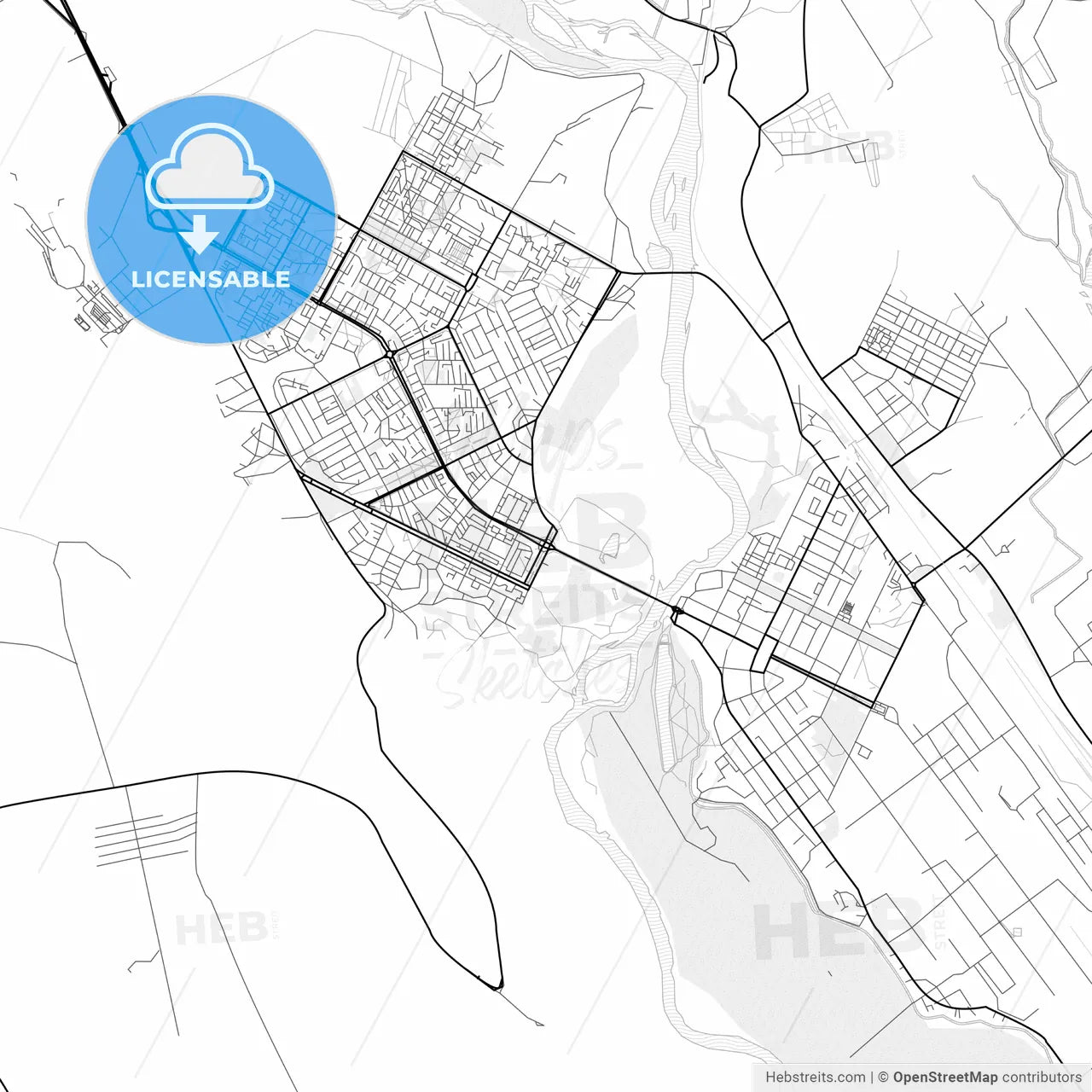Vector PDF map of Rustavi, Georgia