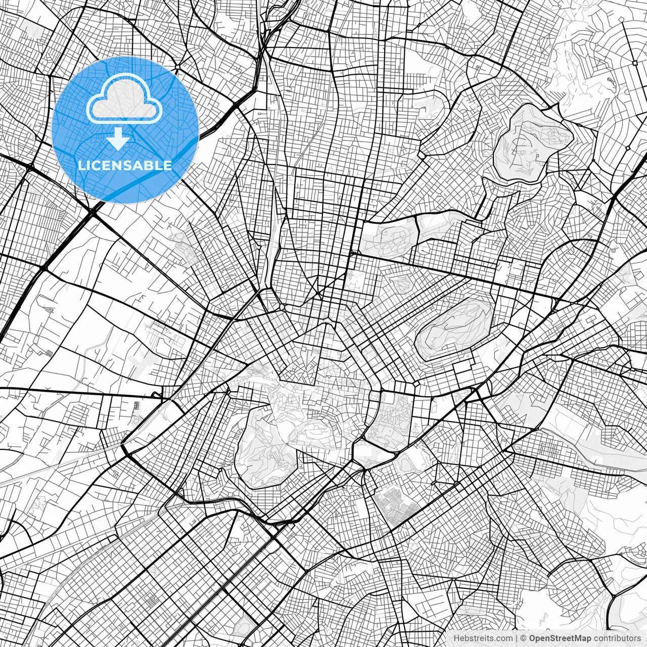 Vector PDF map of Athens, Greece