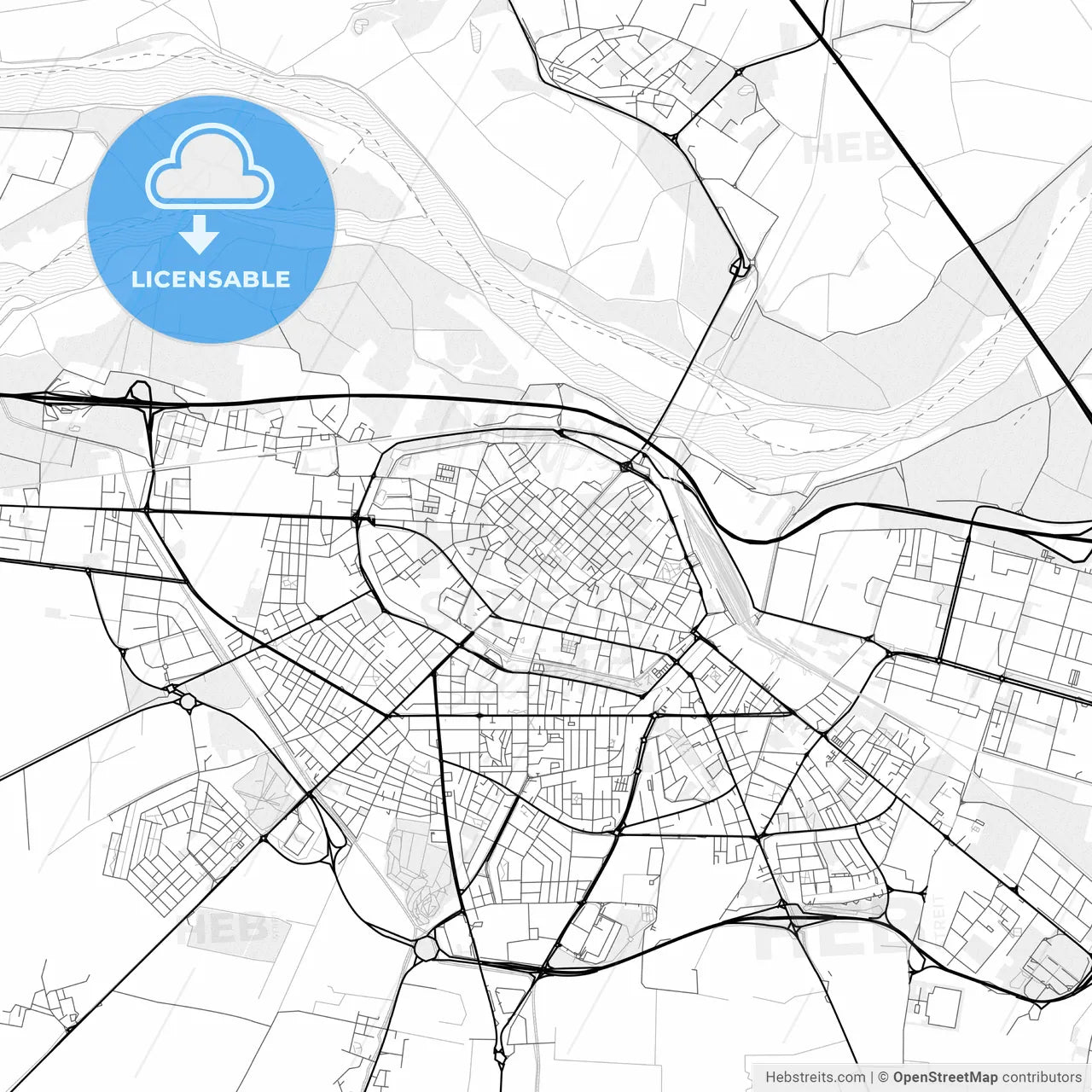 Vector PDF map of Piacenza, Italy