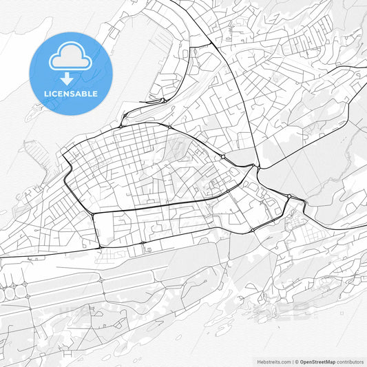Vector PDF map of Bodø, Norway