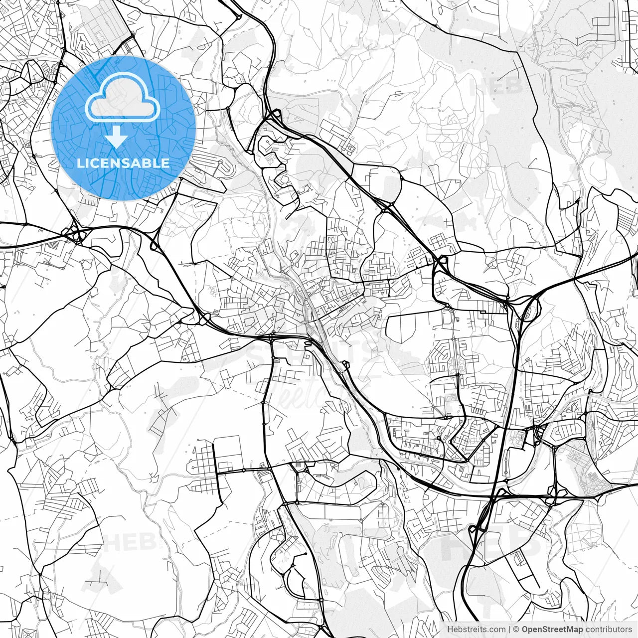 Vector PDF map of Agualva-Cacém, Portugal