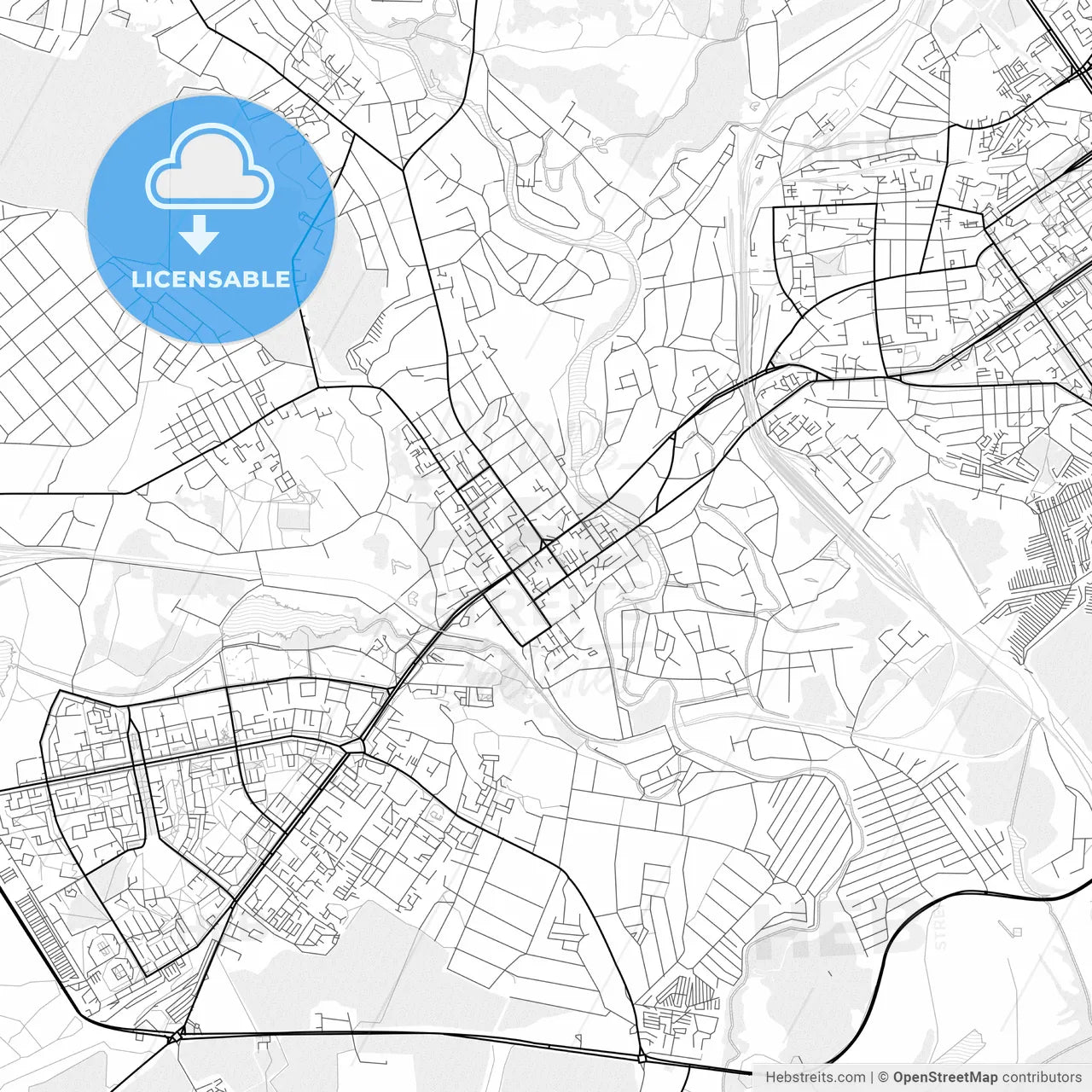 Vector PDF map of Stary Oskol, Russia