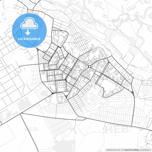 Vector PDF map of Novokuybyshevsk, Russia