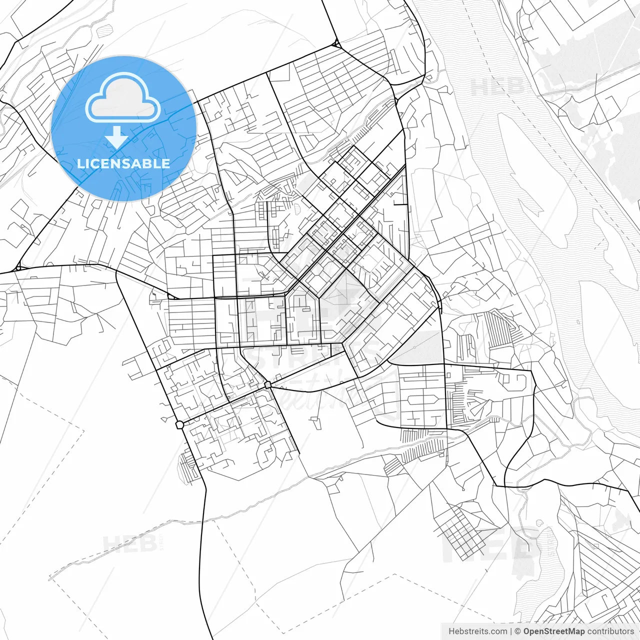 Vector PDF map of Yurga, Russia