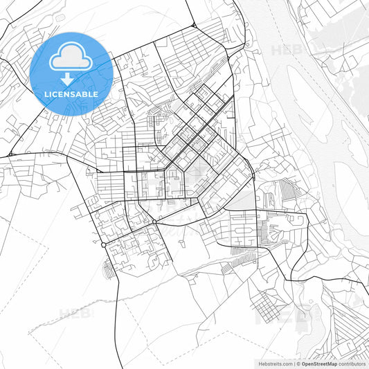 Vector PDF map of Yurga, Russia