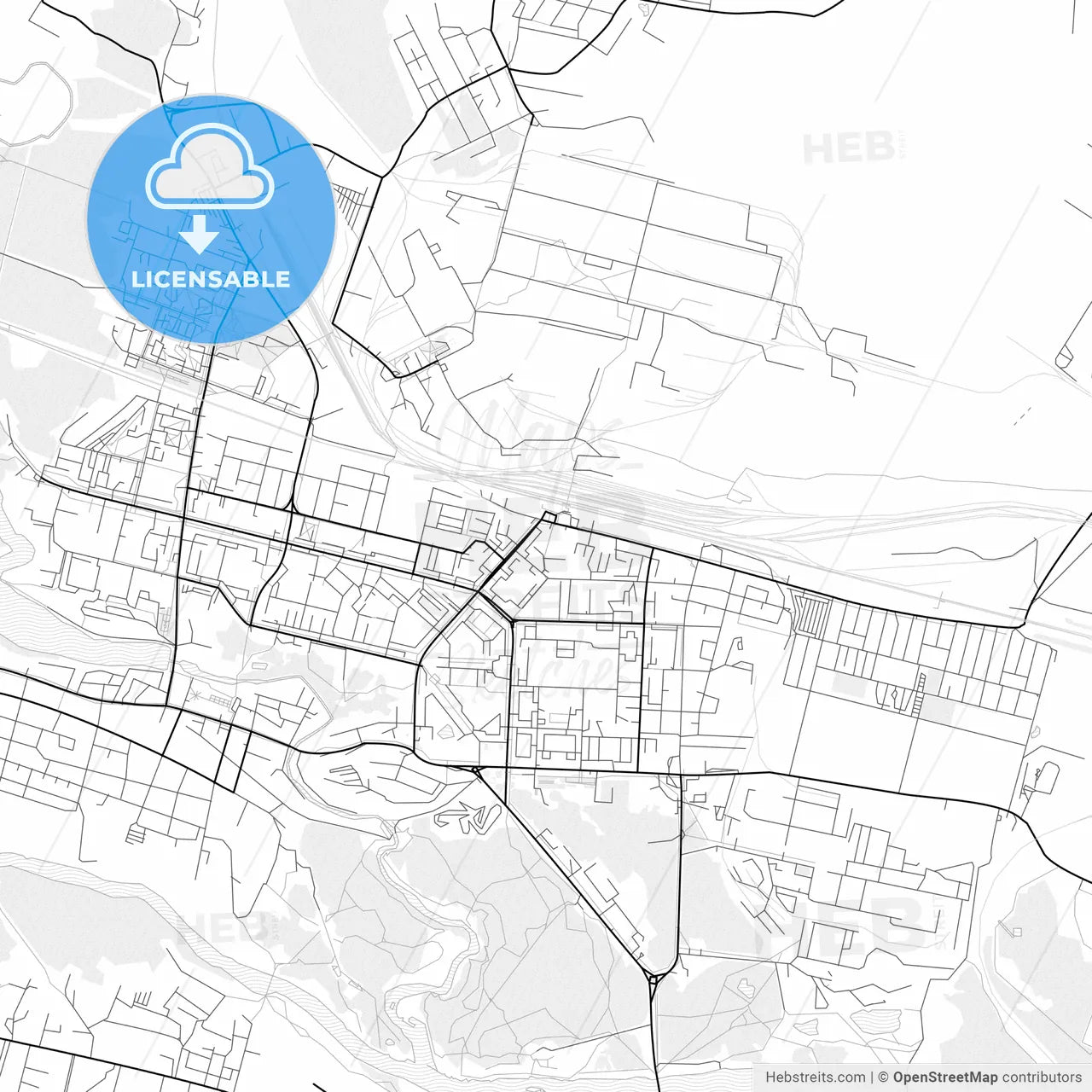 Vector PDF map of Kamensk-Uralsky, Russia