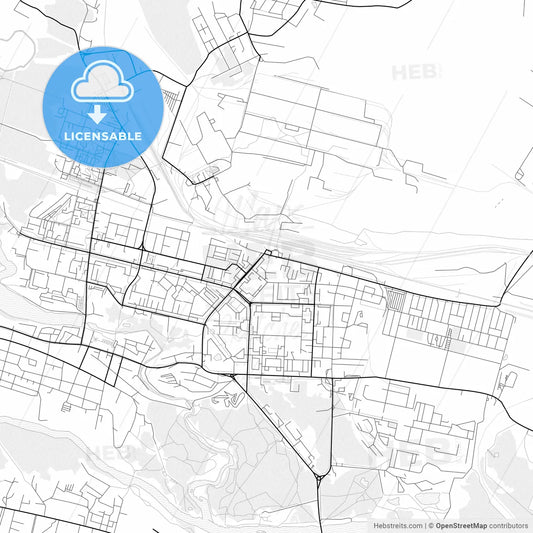 Vector PDF map of Kamensk-Uralsky, Russia