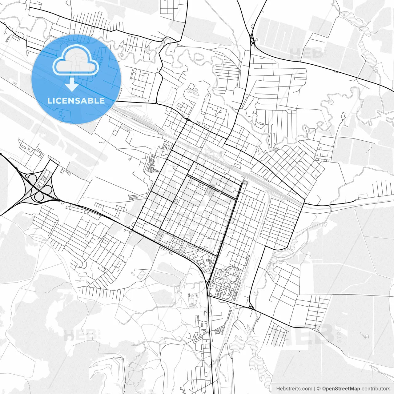 Vector PDF map of Mineralnye Vody, Russia