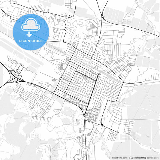 Vector PDF map of Mineralnye Vody, Russia