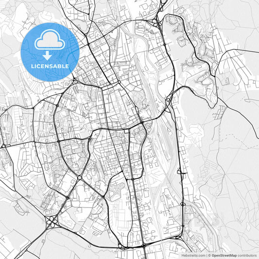 Vector PDF map of Košice, Slovakia