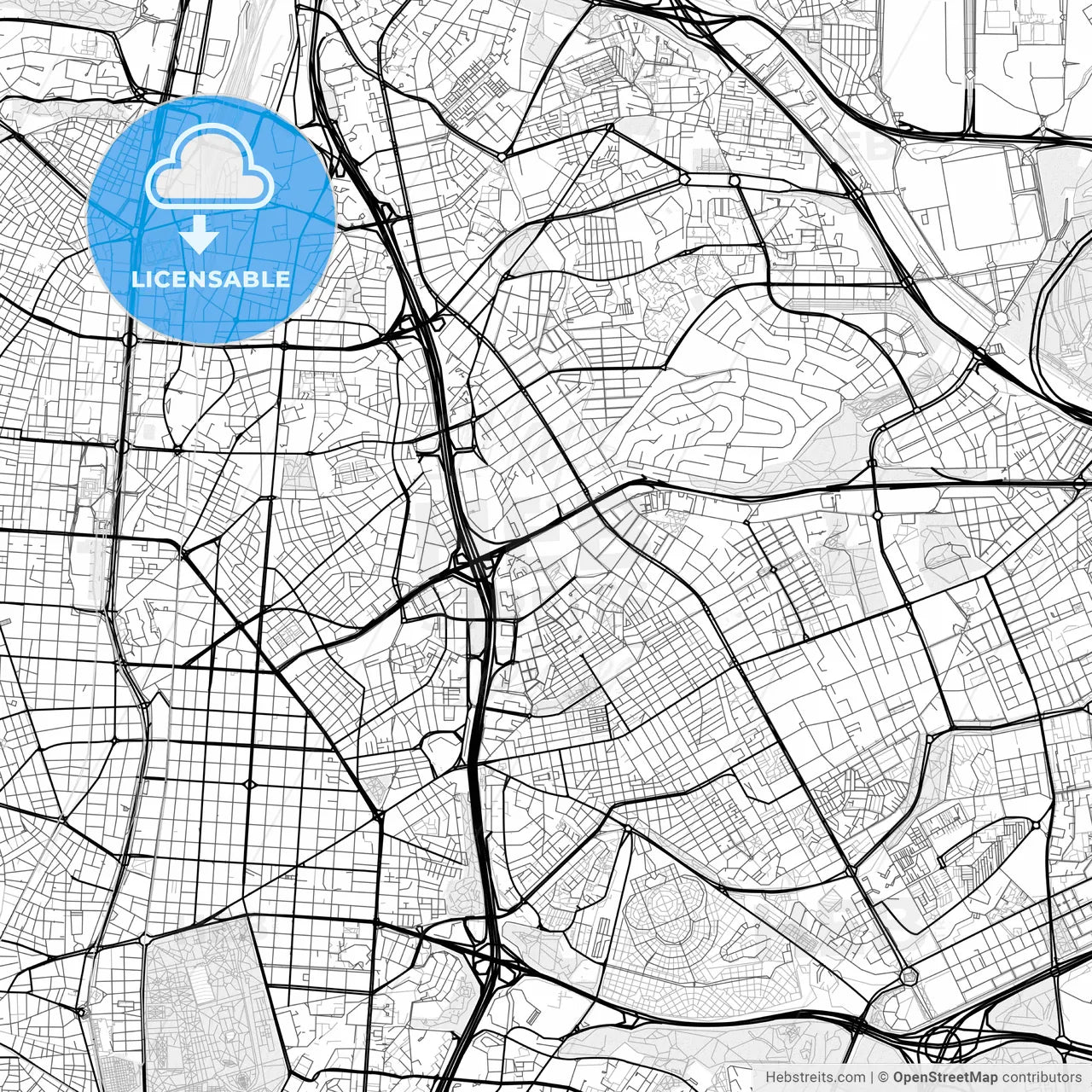 Vector PDF map of Ciudad Lineal, Spain