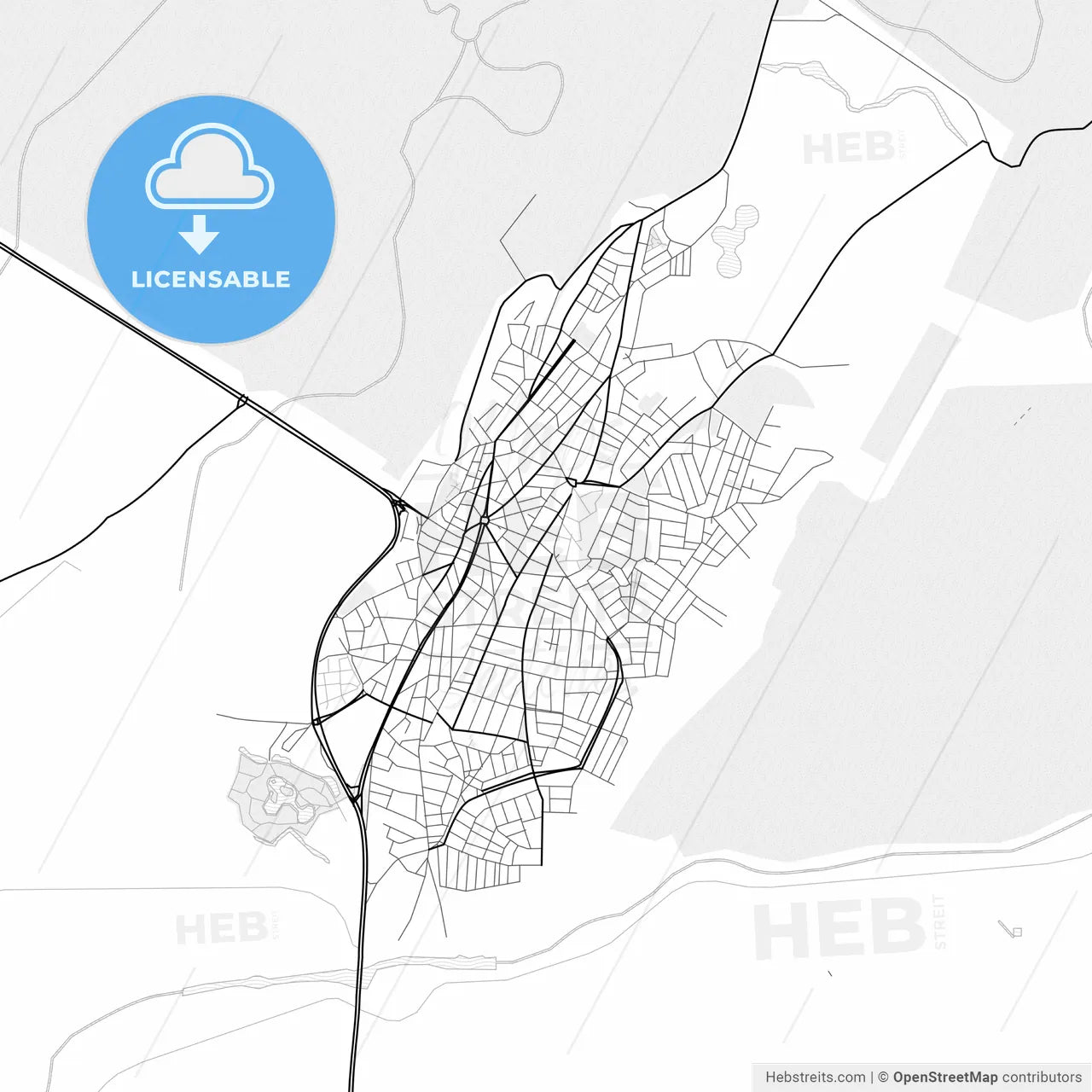 Vector PDF map of Karacabey, Turkey