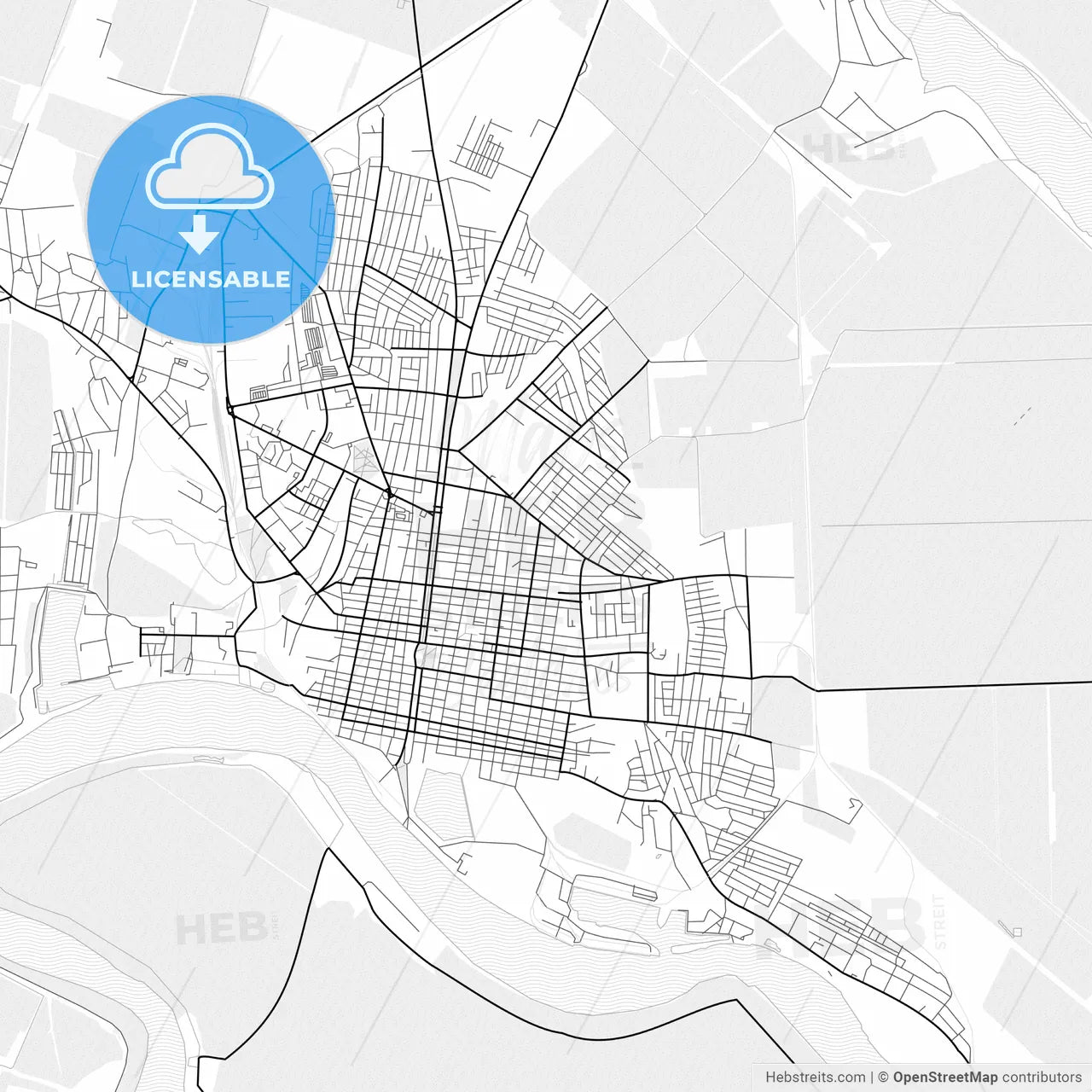 Vector PDF map of Izmail, Ukraine