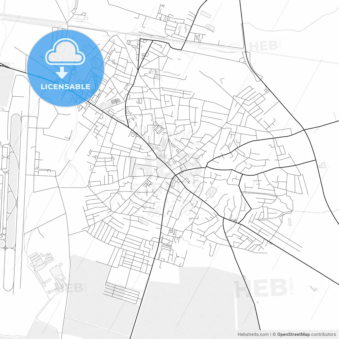 Vector PDF map of Boryspil, Ukraine