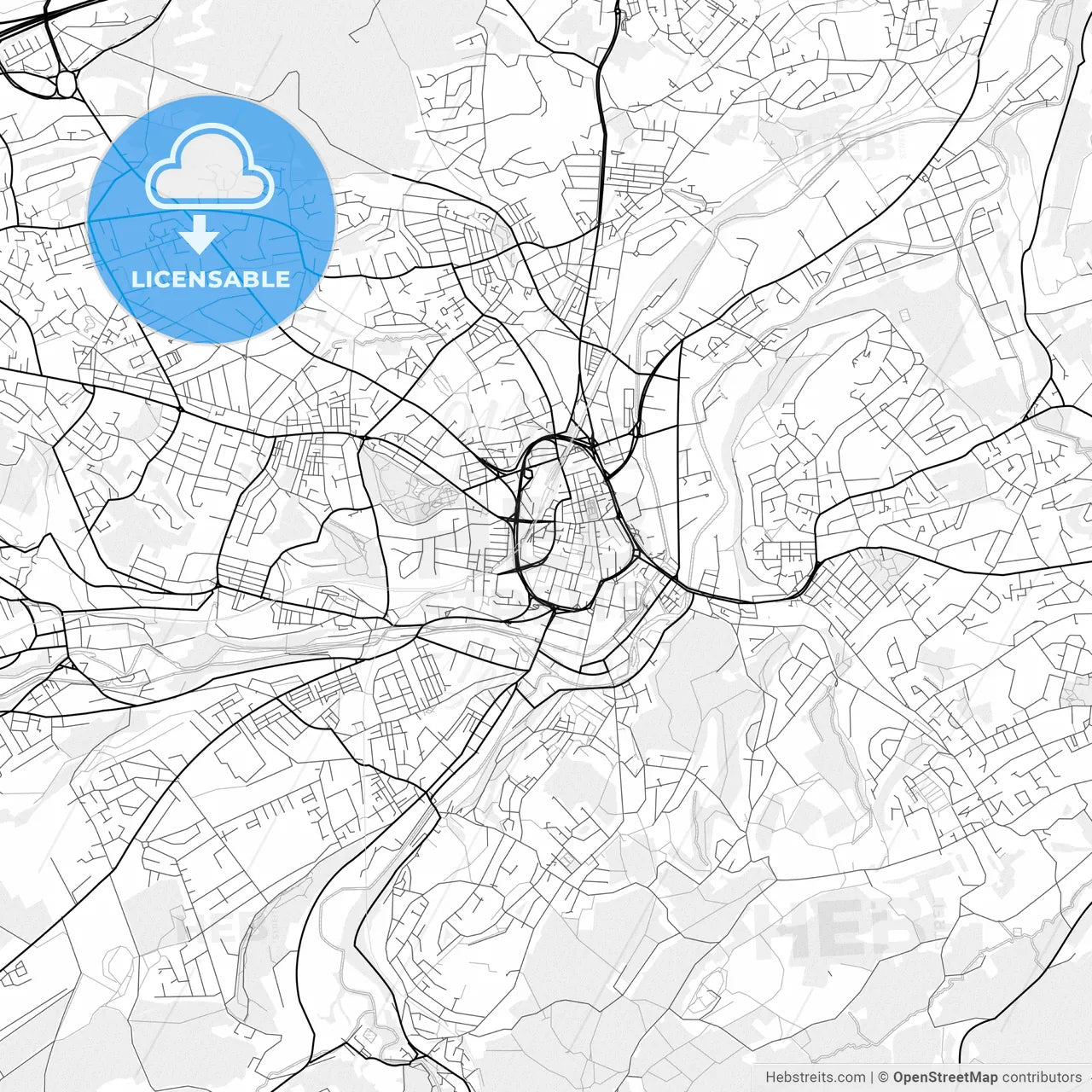 Vector PDF map of Huddersfield, England